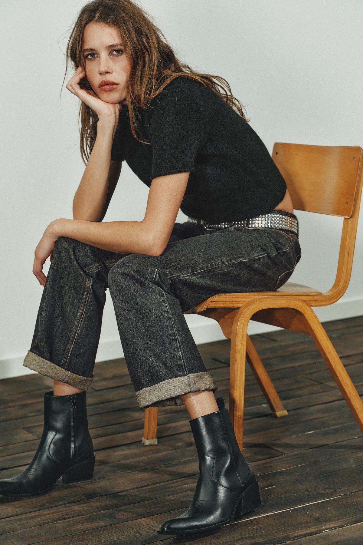 Leder-Cowboystiefeletten