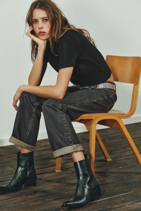 Leder-Cowboystiefeletten