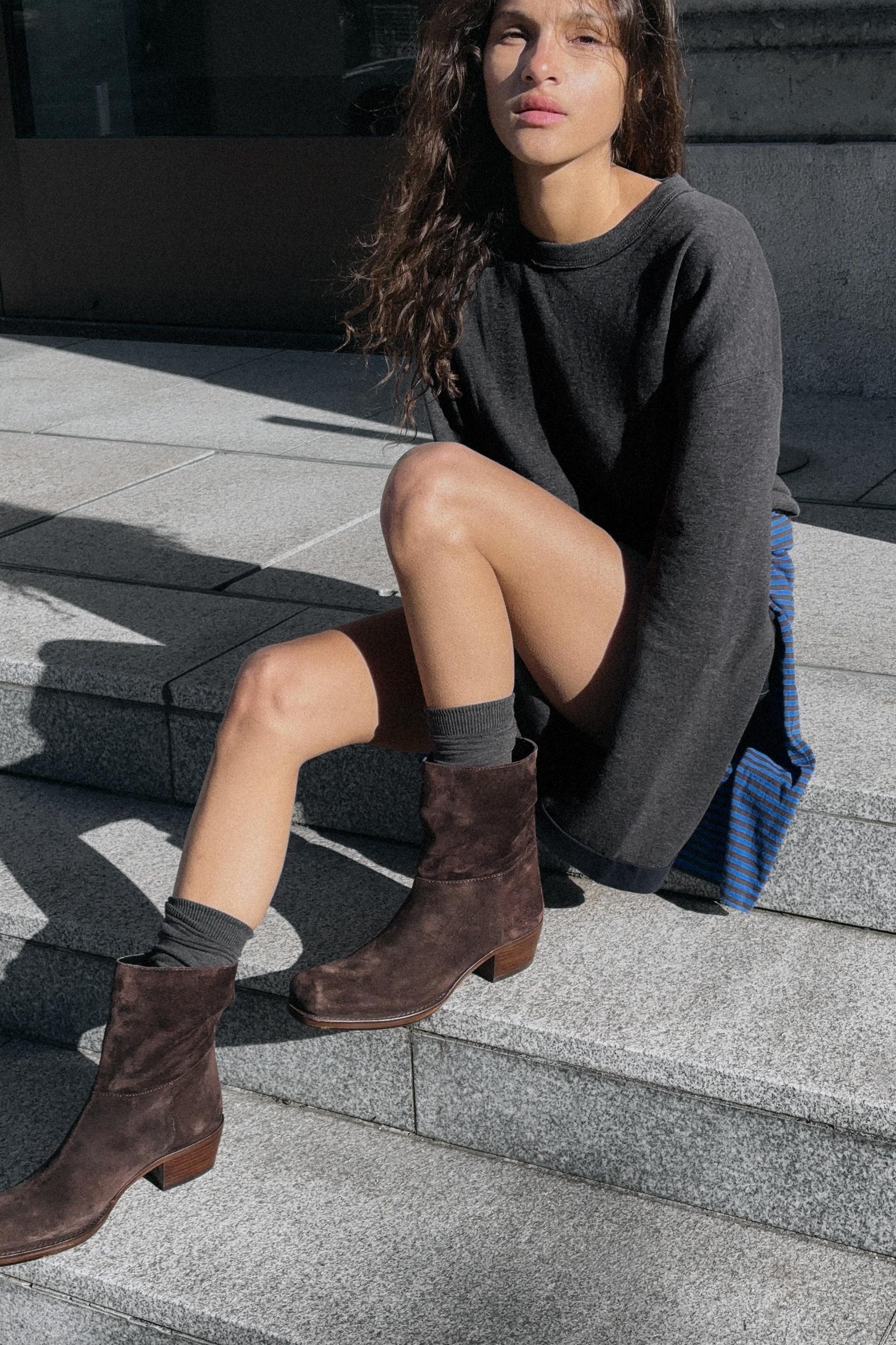 Wildleder-Ankle-Boots mit Absatz