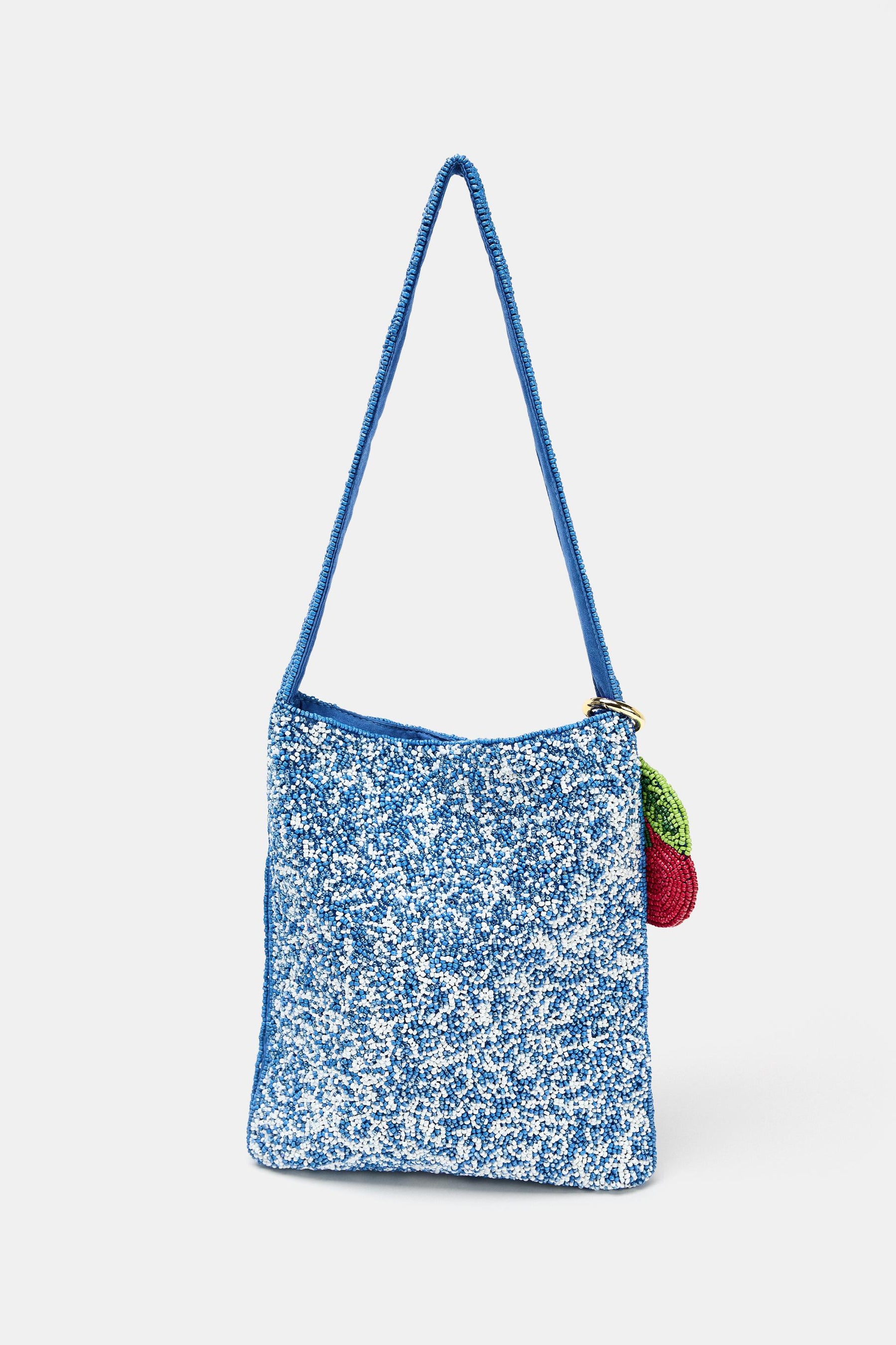 Perlenbesetzte Mini-Eimertasche