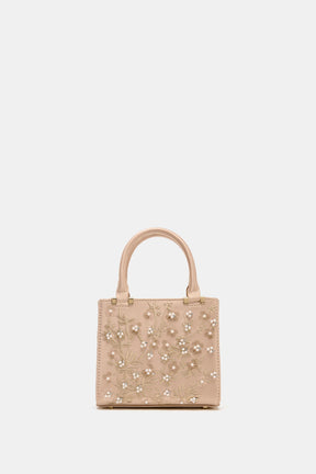 Bestickte, strukturierte Handtasche